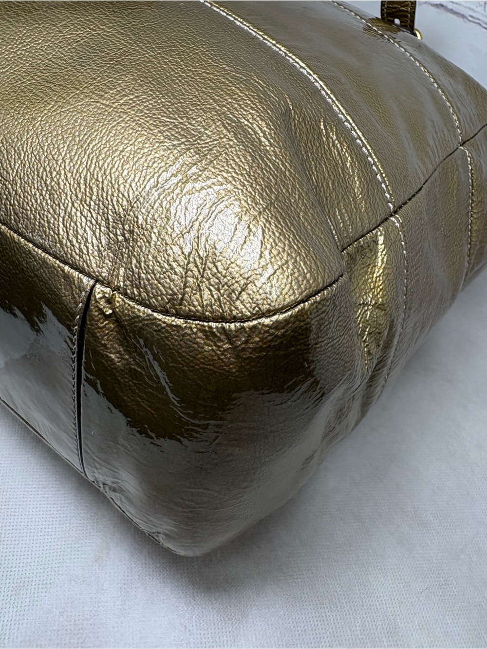 Coach Madison Tribeca Crinkled Metallic Gold Patent Leather Tote No.C1093-15373 - Picture 9 of 15